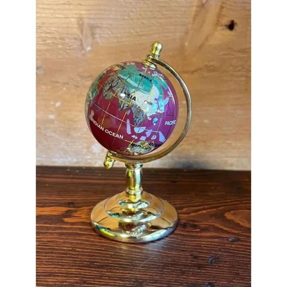 Red Jasper Gemstone Globe | Natural Stone Décor | 4" x 6"